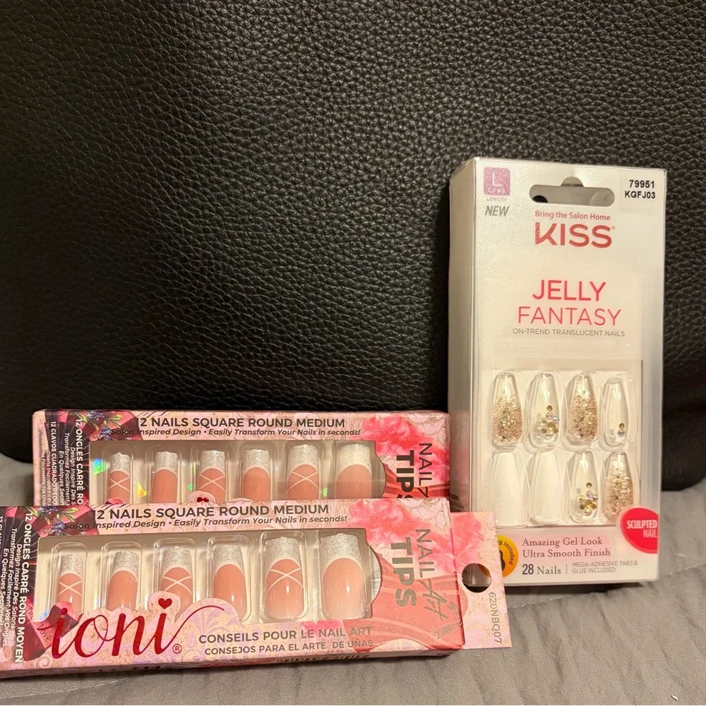 Kiss Jelly Fantasy Press-On Nails - Glitter and White